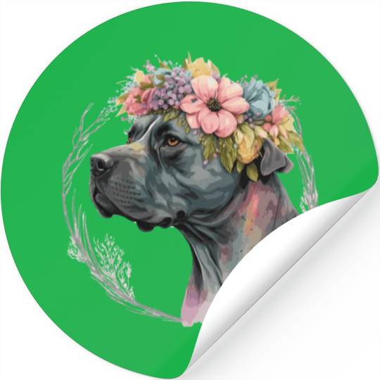 Cute Cane Corso Flower Crown Pet Dog Breed Puppy Stickers