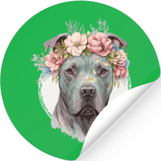 Cute Cane Corso Flower Crown Pet Dog Puppy Stickers