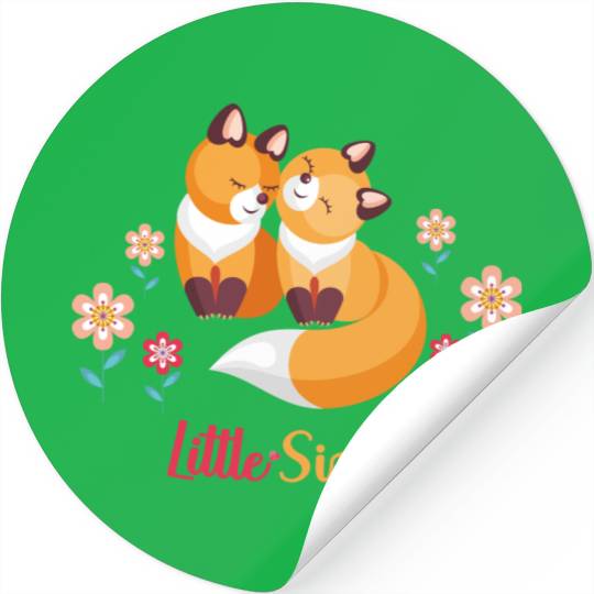 Cute Fox Siblings Gift for Little Sister Stickers