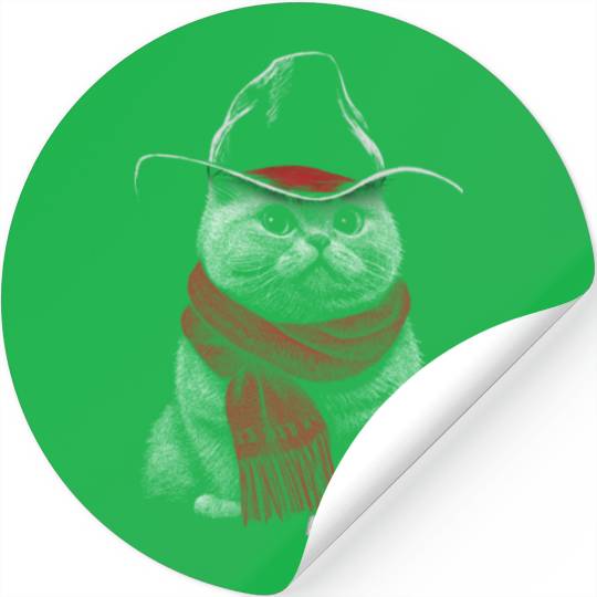 Cute Chonk Cat Meowdy Cat w/ Cowboy Hat from Texas Stickers