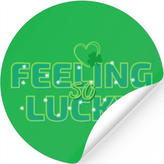Feeling Lucky Green Bright Bold Typography Stickers