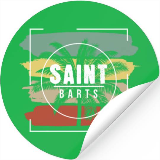 Saint Barts Artistic Palm Tree Retro Stickers
