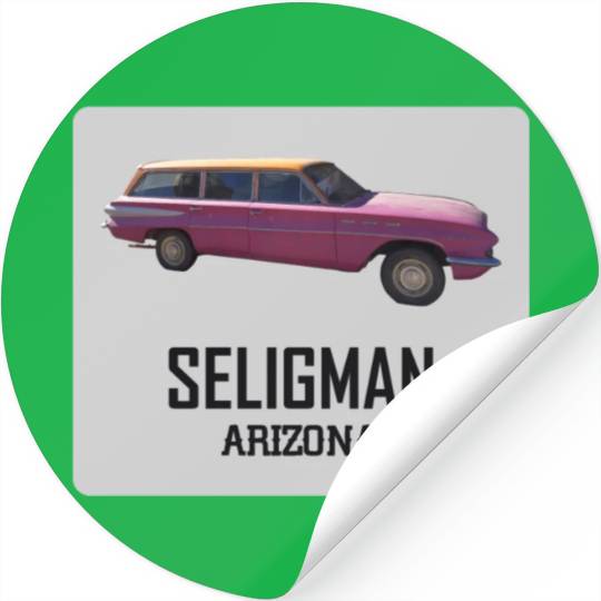 Old car city of Seligman in Arizonna, US Route 66 Stickers