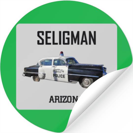 Old car city of Seligman in Arizonna, US Route 66 Stickers