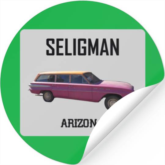Old car city of Seligman in Arizonna, US Route 66 Stickers
