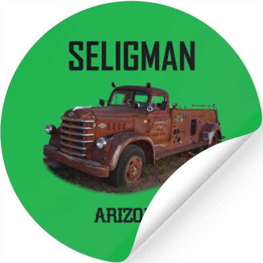 Old car city of Seligman in Arizonna, US Route 66 Stickers