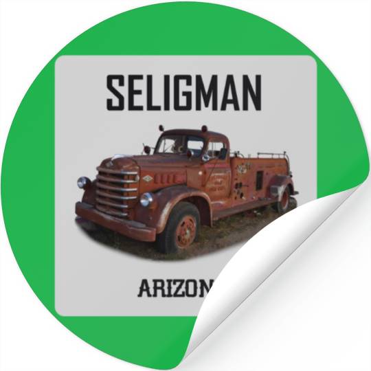 Old car city of Seligman in Arizonna, US Route 66 Stickers