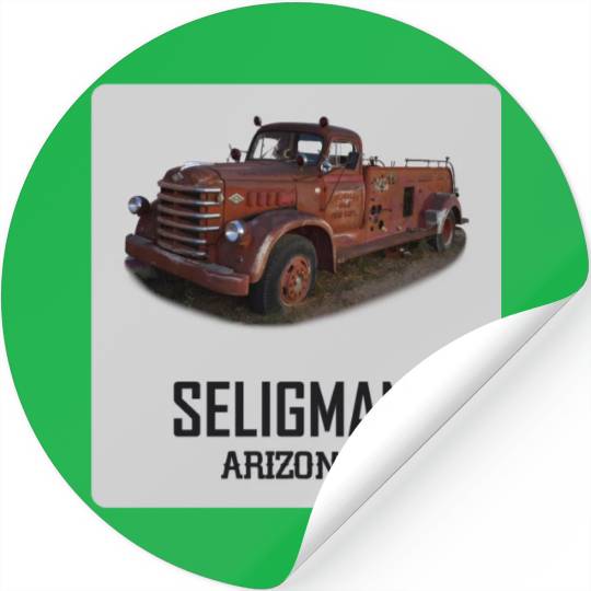 Old car city of Seligman in Arizonna, US Route 66 Stickers