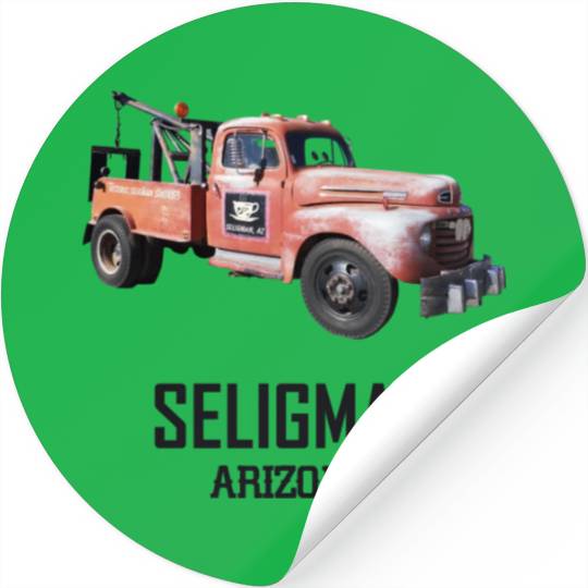 Old car city of Seligman in Arizonna, US Route 66 Stickers