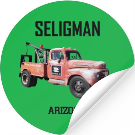 Old car city of Seligman in Arizonna, US Route 66 Stickers