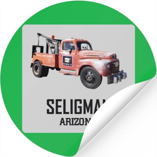 Old car city of Seligman in Arizonna, US Route 66 Stickers