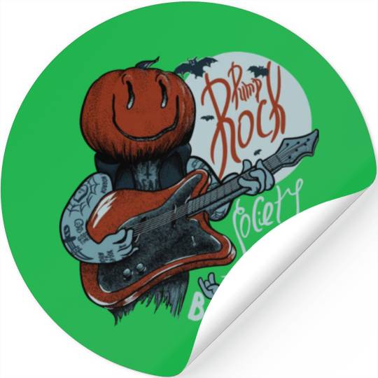 Pump Rock Society Halloween Pumpkin Playing Guitar Stickers