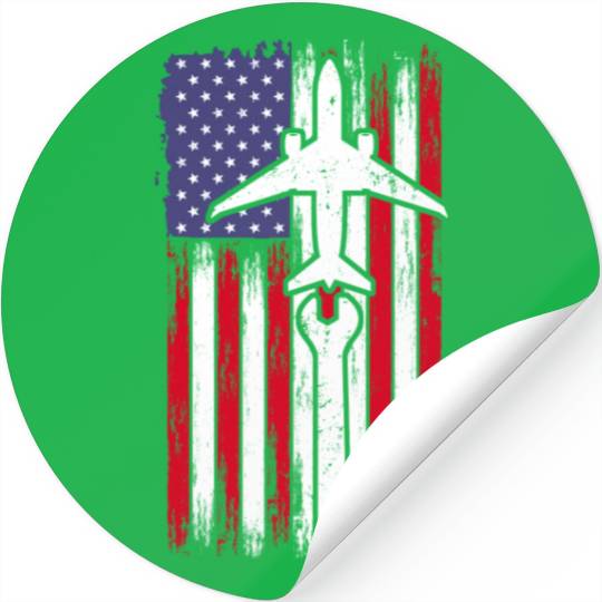 Aircraft Mechanic Aviation Usa Flag Stickers