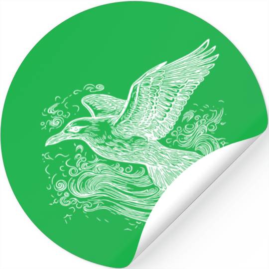 Elegant Flying Seagull Over The Water Stickers