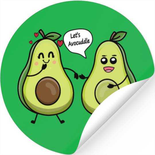 Lets avocuddle avocado valentine pun Stickers