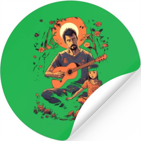 Guitarist Dad Guitar Player Father and Daughter Stickers