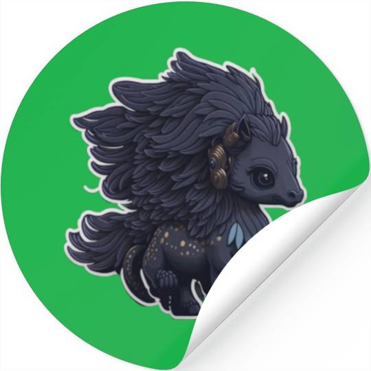 Midnight Flight of the Majestic Black Pegasus Stickers