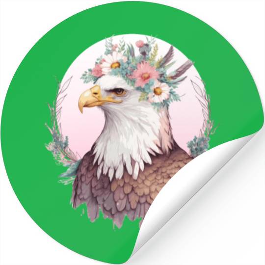 Birds Of Prey Bald Eagle Flower Crown Floral Birdi Stickers