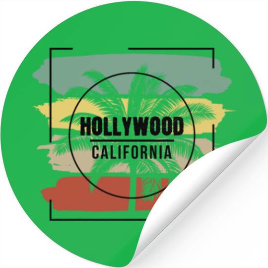 Hollywood California Stylish Retro Palm Tree Stickers
