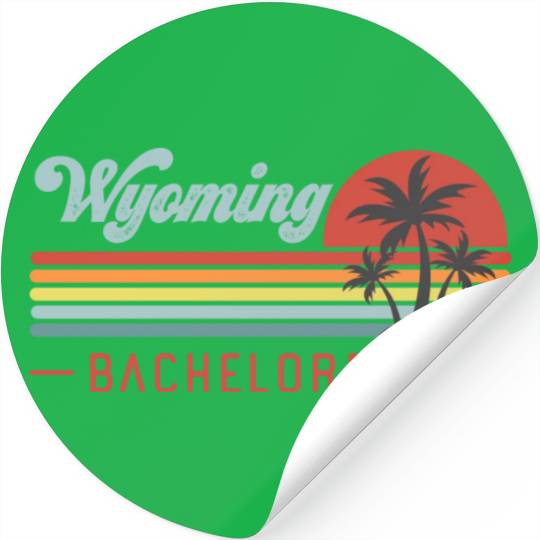 Wyoming Bachelorette, Palm Trees & Vintage Sunset Stickers