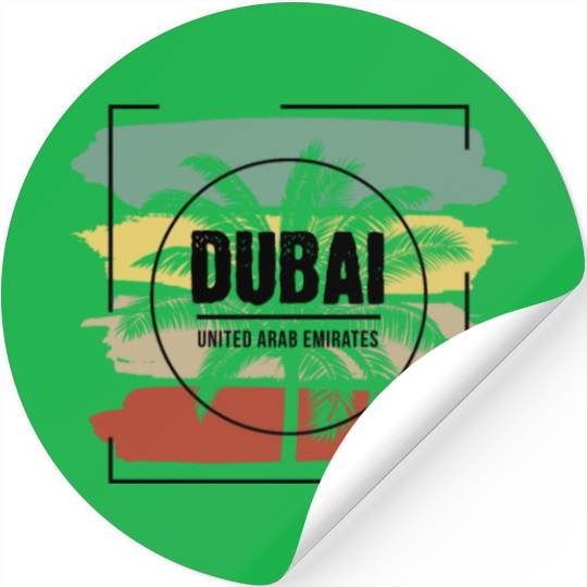 Dubai United Arab Emirates Palm Tree Retro Stickers