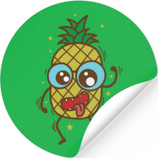 crazy Pineapple tropical sweet Fruit Stickers