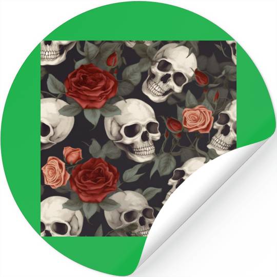 Skulls & Red Roses Pattern Dark Elegant Gothic Stickers