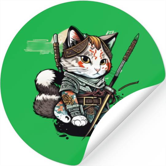 The Fearless Samurai Cat: A Sword's Master Stickers