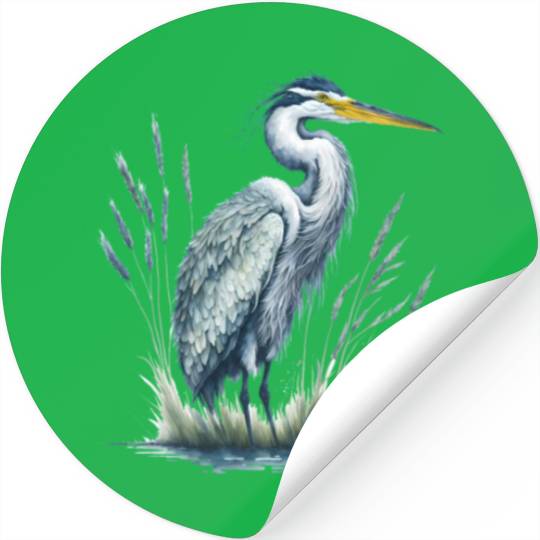 Watercolor Heron in Nature Stickers
