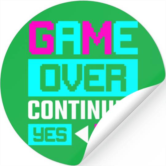 Game Over Continue Yes or No Stickers