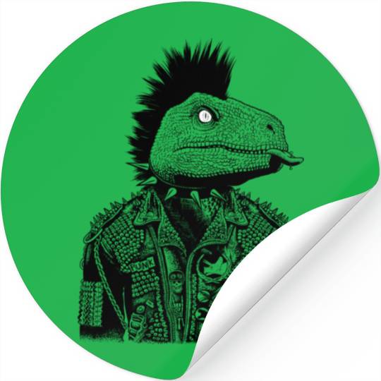 Crested Punk Velociraptor Stickers