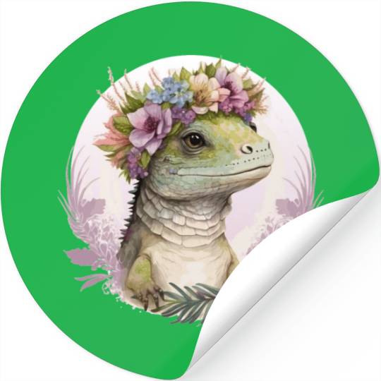Cute Lizard Flower Crown Lizard Lover Stickers