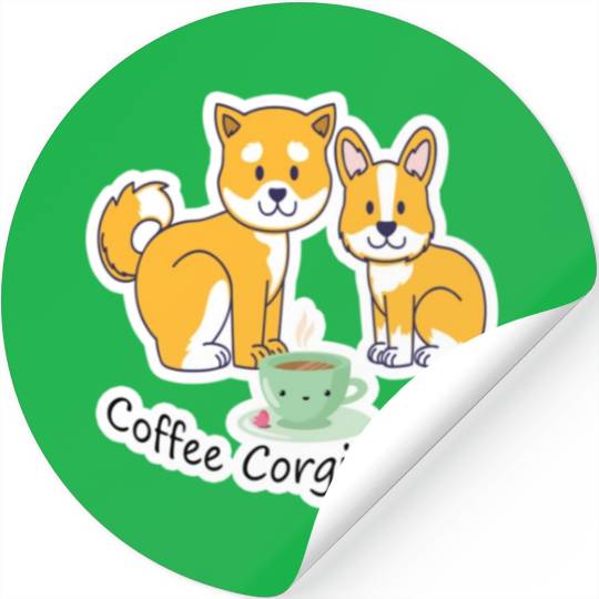 Coffee Corgi Love It Stickers