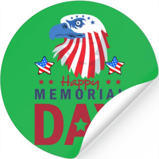 Happy Memorial Day Veterans Brave US Eagle Stars Stickers