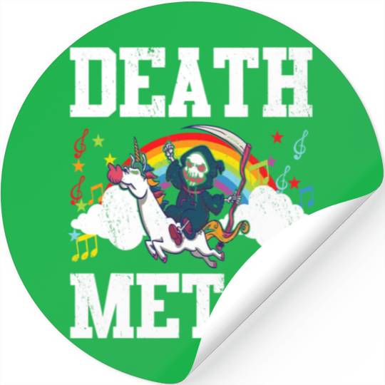 Death Metal Grim Reaper Riding A Unicorn Trick Stickers