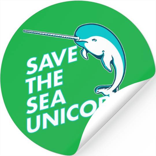 Funny Save the Sea Unicorn Narwhal Stickers