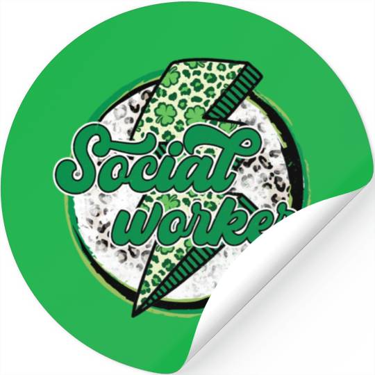 Leopard Lightning Shamrock Social Worker Day Stickers