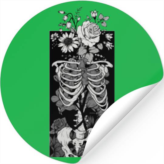 Gothic Flower And Bones Stickers
