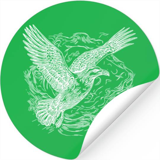 Flying Seagull Over The Water Cloud Stickers