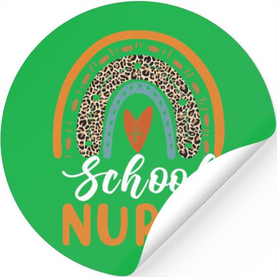 School Nurse Rainbow Leopard Print Nursing Back to Stickers