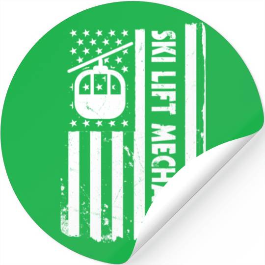 USA Flag Ski Lift Mechanic America Stickers