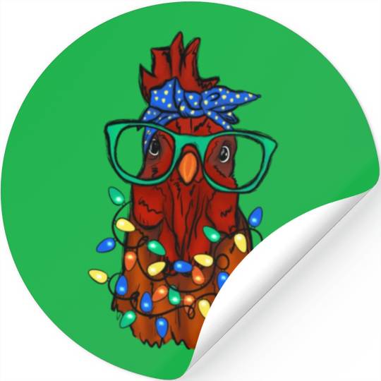 Funny Chicken Farmer Women Christmas Stickers