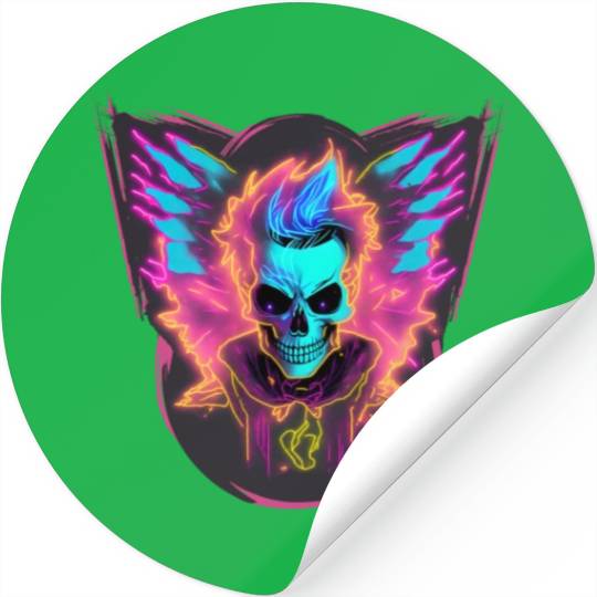 Skull Neon Wizard Stickers