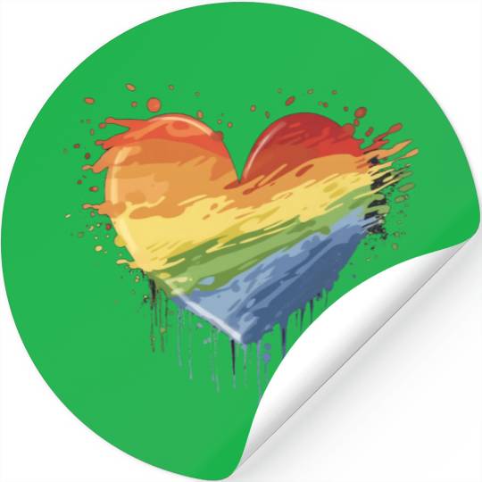 Love Conquers All: LGBTQ+ Rainbow Heart Embracing Stickers