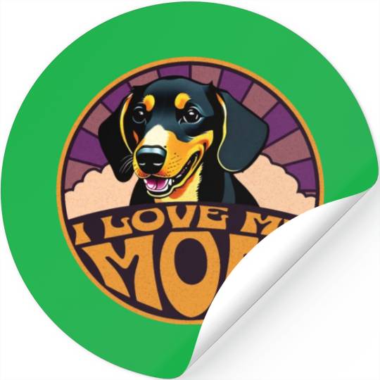 I Love My Mom -Dachshund Stickers