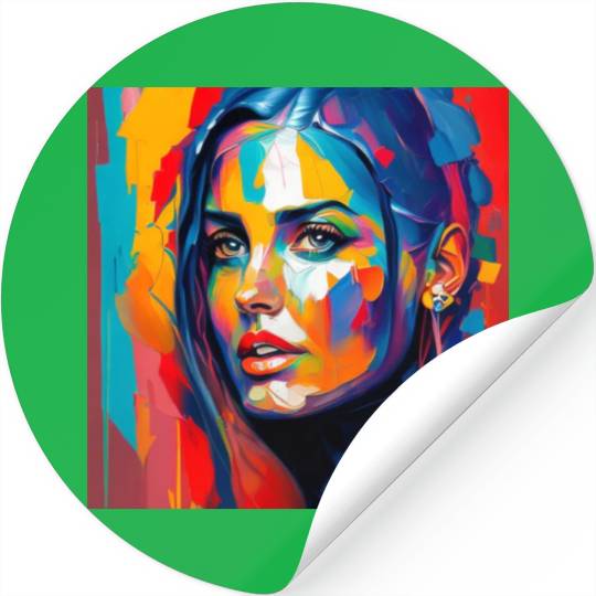 Painting of a beautiful girl and beautiful colors Stickers