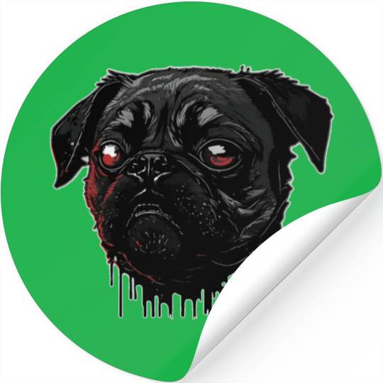 scary Pug Stickers