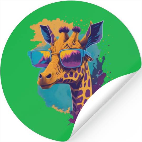 Giraffe Wearing Sunglass Stickers