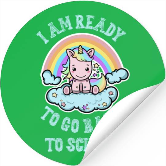 Ready to Go Back to School Kawaii Unicorn Rainbow Stickers