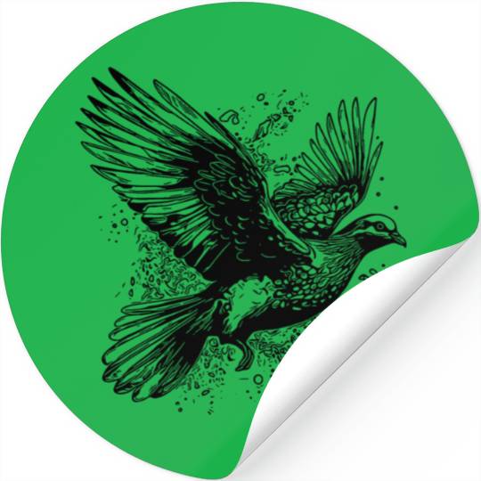 Flying Dove In Tattoo Style Lines Stickers